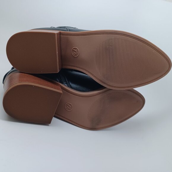 A New Day Booties Black Faux Leather Side Buckle Zipper Nikki Boots Size 7.5 NEW - Picture 13 of 15